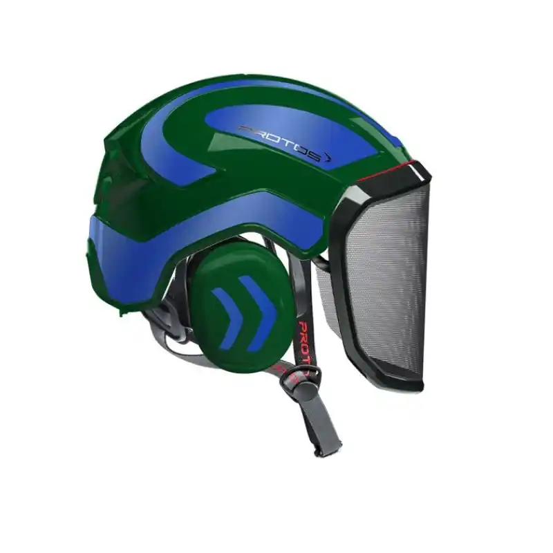 Expédition Rapide CASQUE DE PROTECTION INTEGRAL ARBORISTE – TRONCONNAGE – ELAGAGE – OLIVE ET BLEU METALLISE – Olive et Bleu métallisé