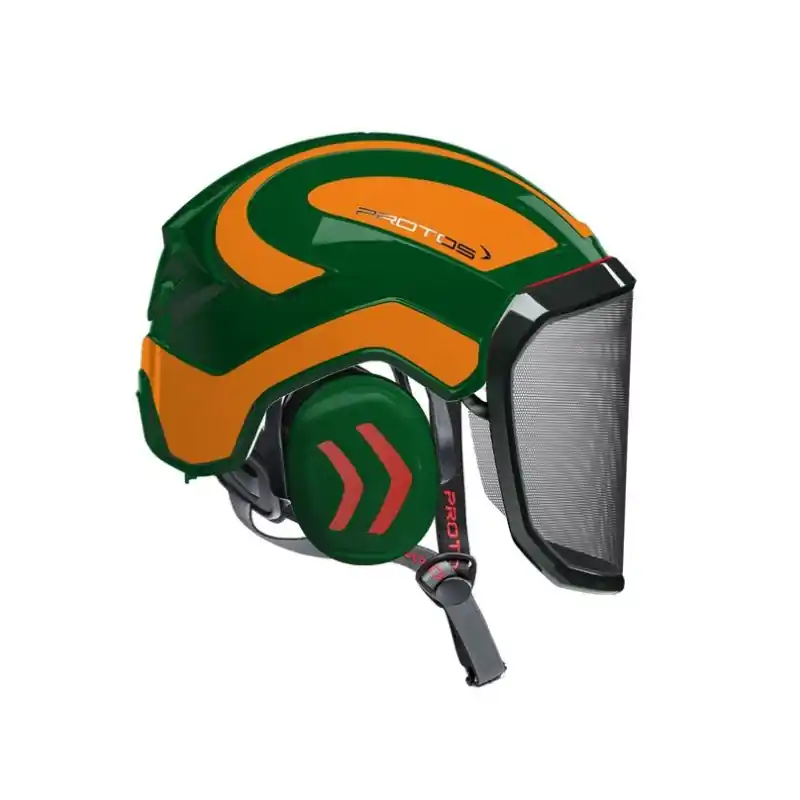 CASQUE DE PROTECTION INTEGRAL ARBORISTE – TRONCONNAGE – ELAGAGE – OLIVE ET ORANGE – Olive et Orange Livraison Express
