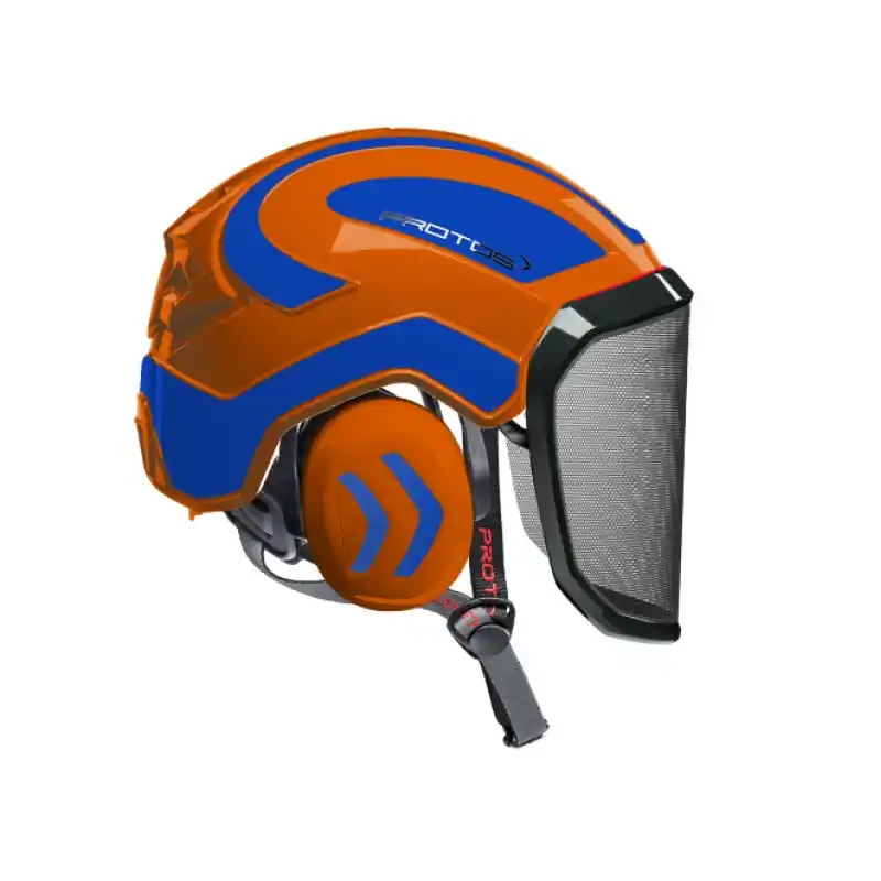 Certifié CASQUE DE PROTECTION INTEGRAL ARBORISTE – TRONCONNAGE – ELAGAGE – ORANGE ET BLEU – Orange et Bleu