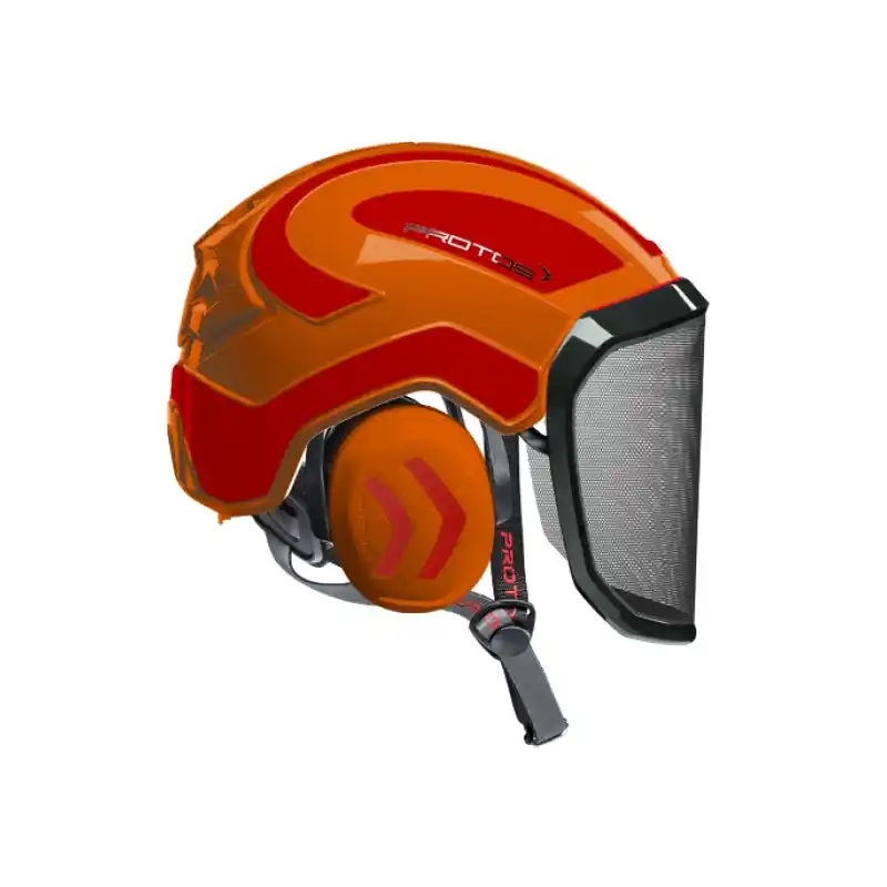 Commande En Gros CASQUE DE PROTECTION INTEGRAL ARBORISTE – TRONCONNAGE – ELAGAGE – ORANGE ET ROUGE – Orange et Rouge