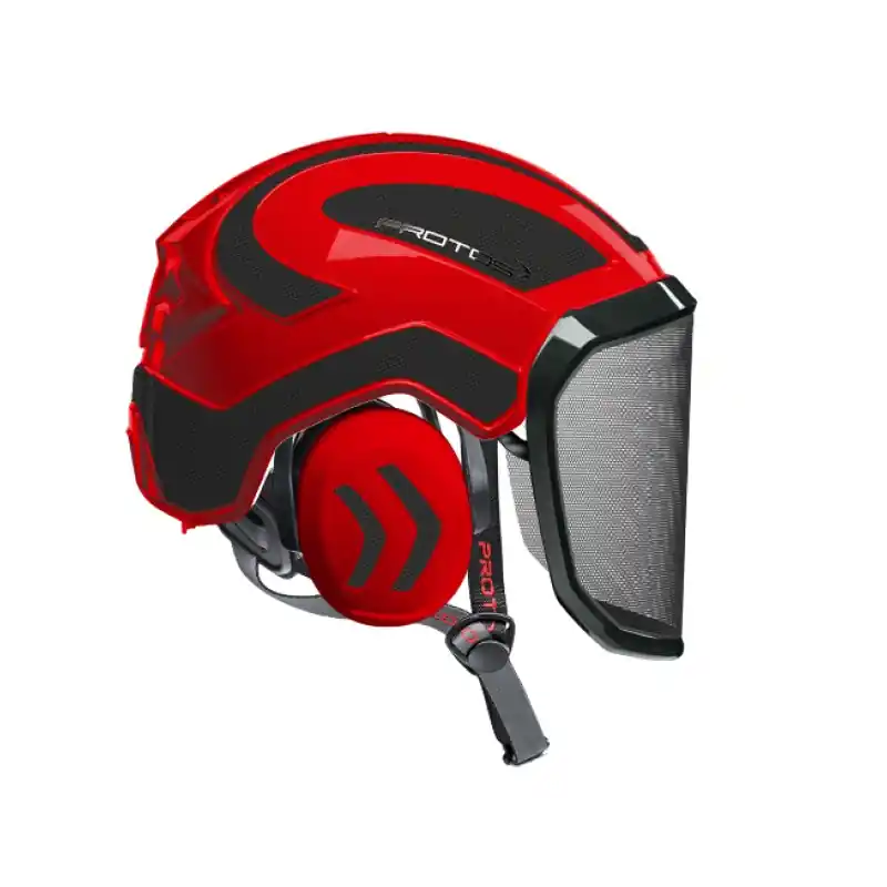 Remise CASQUE DE PROTECTION INTEGRAL ARBORISTE – TRONCONNAGE – ELAGAGE – ROUGE ET GRIS CARBONE – Rouge et Gris Carbone
