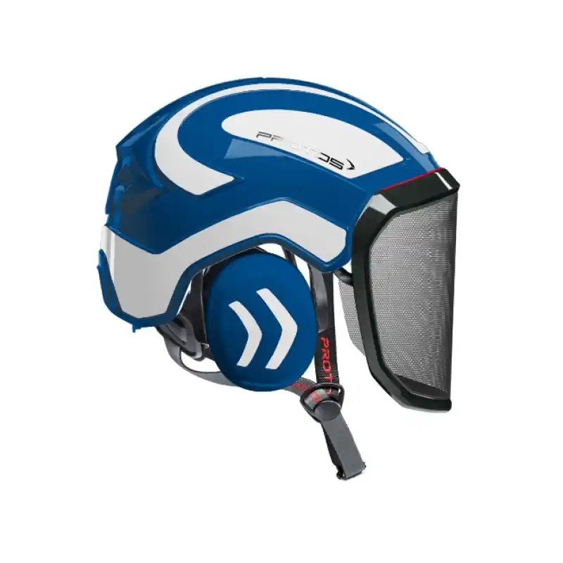 Prix Cassé CASQUE DE PROTECTION INTEGRAL ARBORISTE – TRONCONNAGE – ELAGAGE – BLEU ET BLANC – Bleu Blanc et Rouge