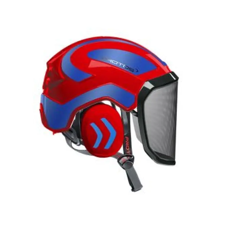 Offre Limitée CASQUE DE PROTECTION INTEGRAL ARBORISTE – TRONCONNAGE – ELAGAGE – ROUGE ET BLEU REFLECHISSANT – Rouge et Bleu réfléchissant