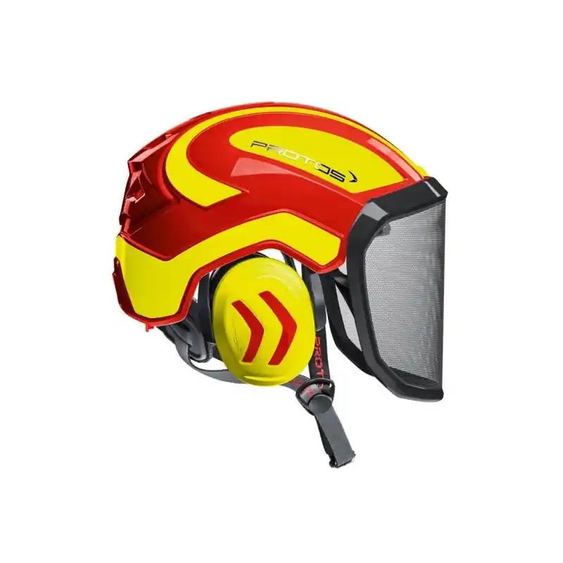 CASQUE DE PROTECTION INTEGRAL ARBORISTE – TRONCONNAGE – ELAGAGE – ROUGE ET JAUNE FLUO – Rouge et Jaune Fluo Nouveauté
