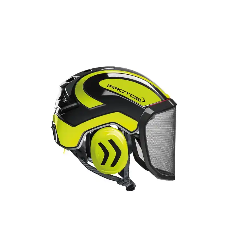 CASQUE DE PROTECTION INTEGRAL ARBORISTE – TRONCONNAGE – ELAGAGE – NOIR ET JAUNE FLUO – Noir et Jaune Fluo Dernière Chance