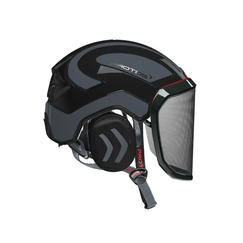 Promotion Saisonnière CASQUE DE PROTECTION INTEGRAL ARBORISTE – TRONCONNAGE – ELAGAGE – NOIR ET GRIS – Noir et Gris