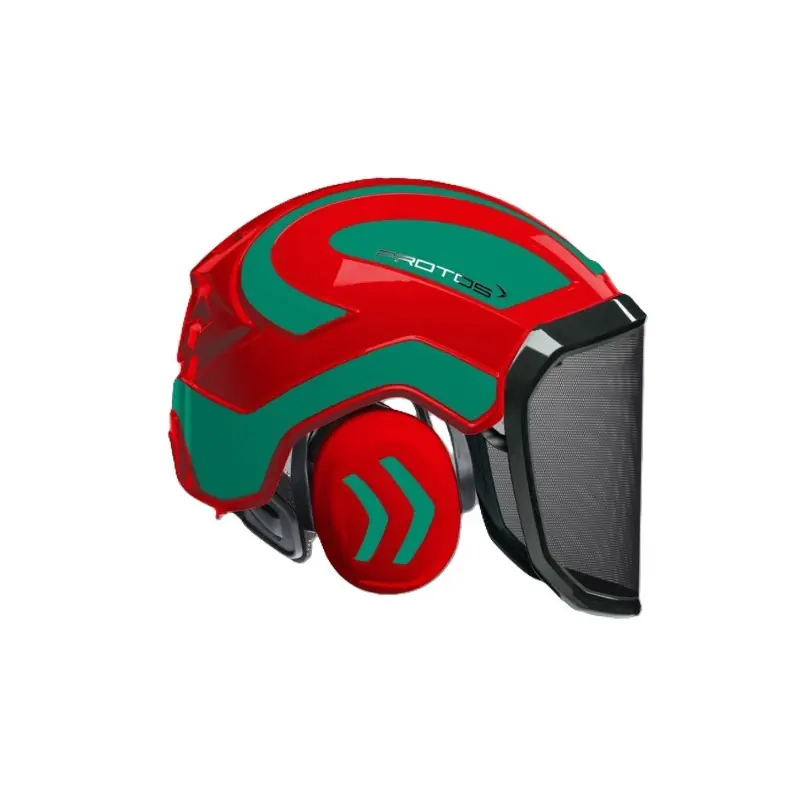 CASQUE DE PROTECTION INTEGRAL FORESTIER - TRONCONNAGE - ELAGAGE - DEBROUSSAILLAGE - VISIERE F39 - ROUGE ET VERT - Rouge et Vert Meilleur Choix
