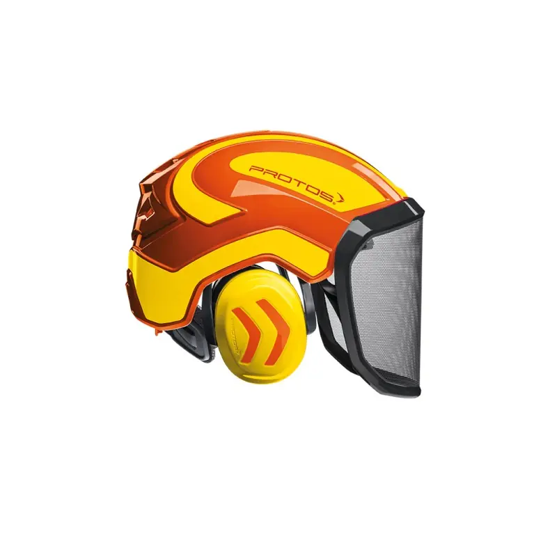CASQUE DE PROTECTION INTEGRAL FORESTIER - TRONCONNAGE - ELAGAGE - DEBROUSSAILLAGE - VISIERE F39 - ORANGE ET JAUNE FLUO - Orange et Jaune Fluo Nouvelle Collection