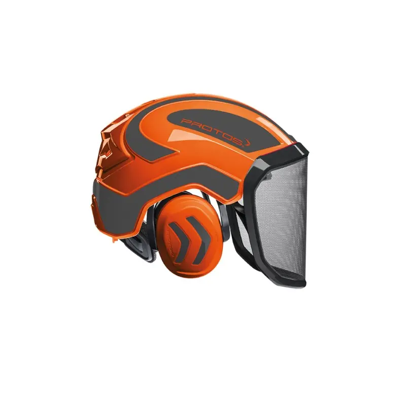CASQUE DE PROTECTION INTEGRAL FORESTIER – TRONCONNAGE – ELAGAGE – DEBROUSSAILLAGE – VISIERE F39 – ORANGE ET GRIS – Orange et Gris Quantité Limitée