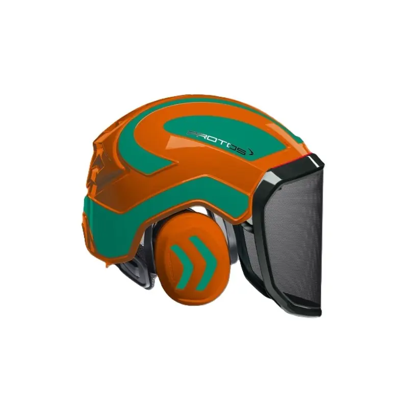 CASQUE DE PROTECTION INTEGRAL FORESTIER – TRONCONNAGE – ELAGAGE – DEBROUSSAILLAGE – VISIERE F39 – ORANGE ET VERT – Orange et Vert Seulement Aujourd’hui