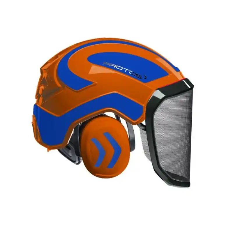 CASQUE DE PROTECTION INTEGRAL FORESTIER – TRONCONNAGE – ELAGAGE – DEBROUSSAILLAGE – VISIERE F39 – ORANGE ET BLEU – Orange et Bleu Vente Directe