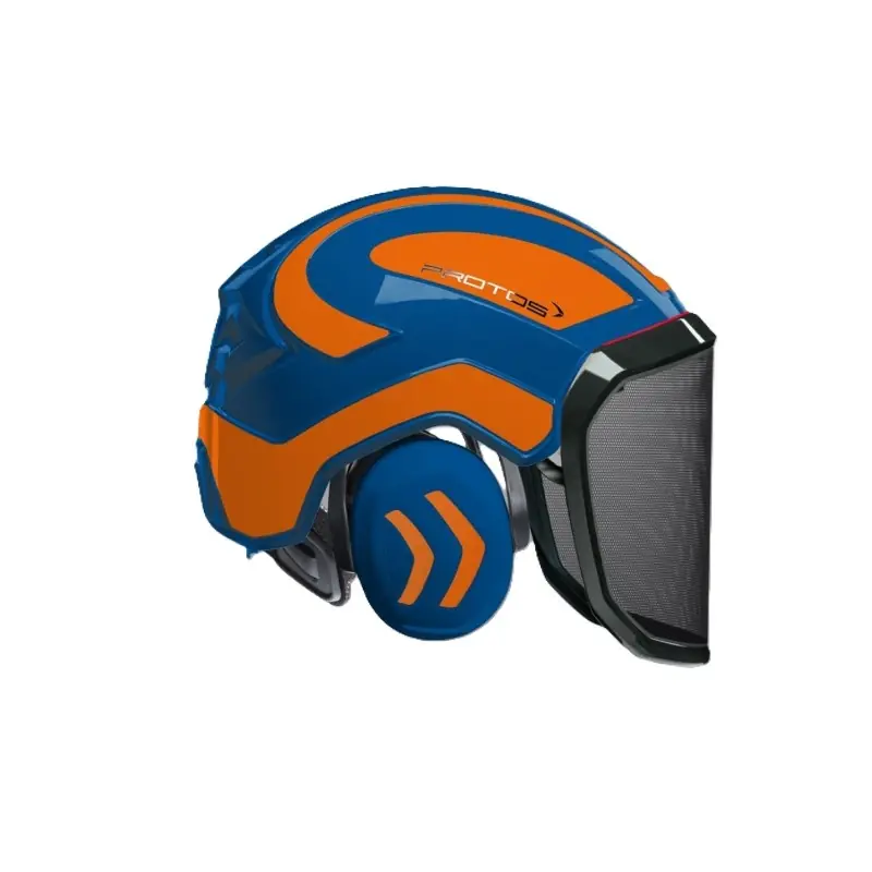 CASQUE DE PROTECTION INTEGRAL FORESTIER – TRONCONNAGE – ELAGAGE – DEBROUSSAILLAGE – VISIERE F39 – BLEU ET ORANGE FLUO – Bleu et Orange fluo Meilleur Choix