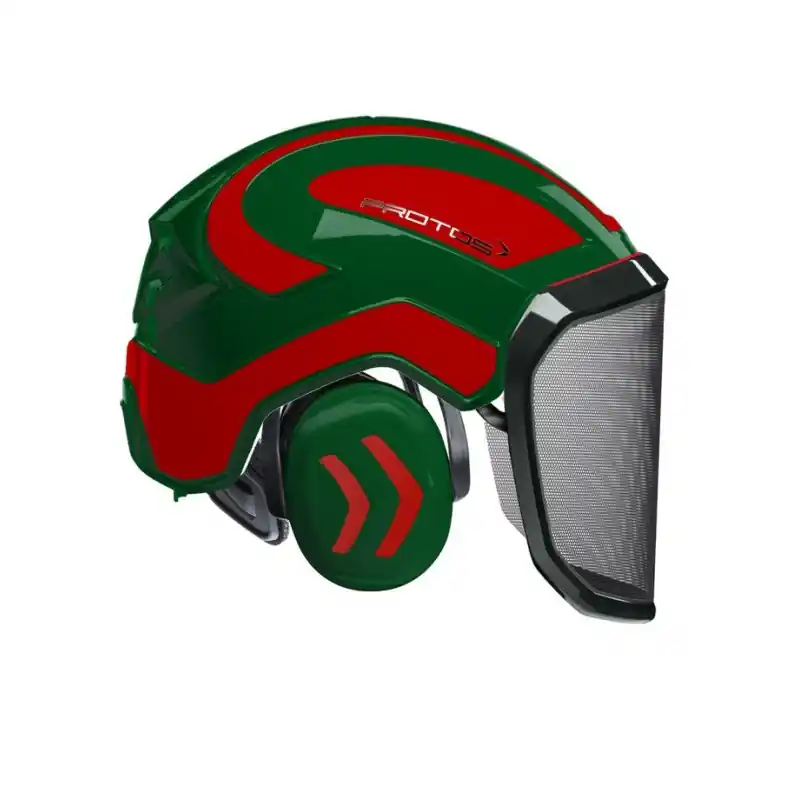 CASQUE DE PROTECTION INTEGRAL FORESTIER – TRONCONNAGE – ELAGAGE – DEBROUSSAILLAGE – VISIERE F39 – OLIVE ET ROUGE – Olive et Rouge Promotion