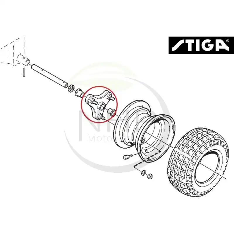MOYEU DE ROUE COMPLET TONDEUSE STIGA CASTELGARDEN GGP 1134-4844-05 - 1134484405 - Meilleur Choix