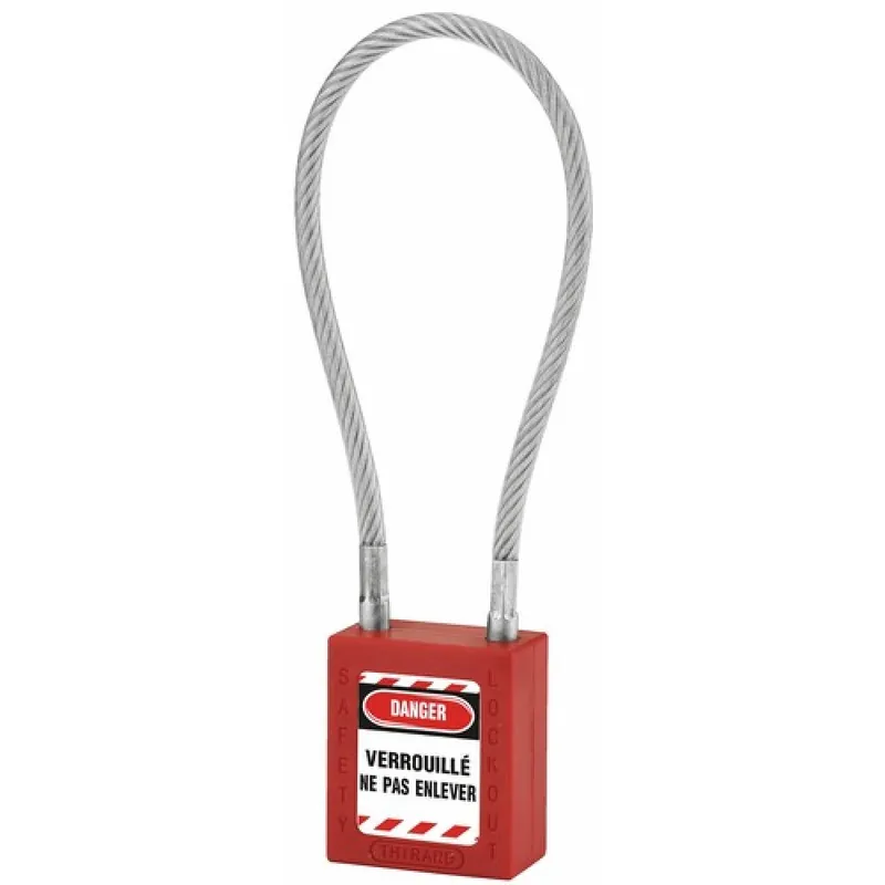 Paiement Sécurisé Cadenas de consignation – câble inox gaîné – corps ABS rouge