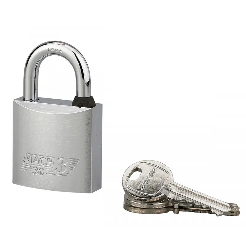 Prix Choc Cadenas à clé – laiton nickelé avec anse acier inoxydable – MACH.3