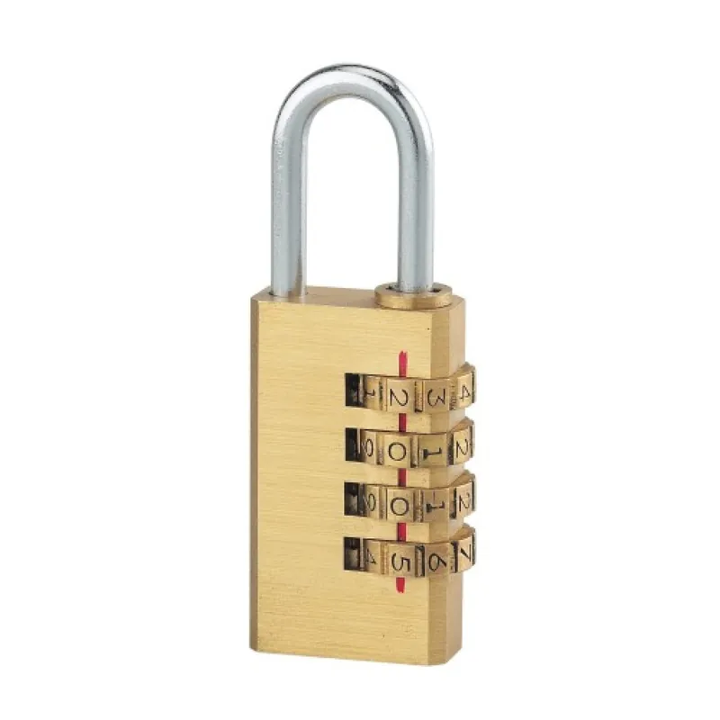 Cadenas laiton à code – 4 molettes – 28mm – anse en acier nickelé Promotion Saisonnière
