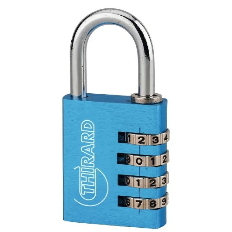 Cadenas aluminium à code – ALUCODE – 4 molettes – bleu Marque