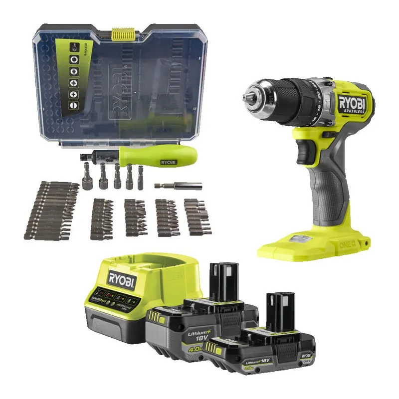 Meilleur Choix Perceuse à percussion Brushless 18V ONE+™ + 2 batteries 2/4Ah + 59 accessoires – RPD18BL1-2C42TA59