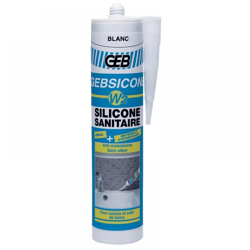 Mastic silicone sanitaire – cartouche 310 ml – Gebsicone W2 Achat Immédiat