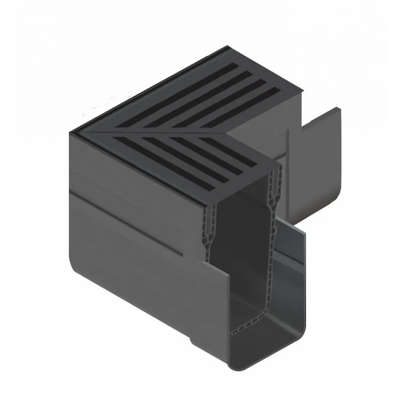 Bon Marché Raccord d'angle avec grille aluminium noir pour caniveau d'extérieur - Slimline