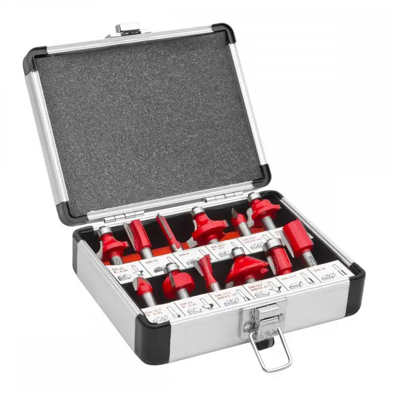 Coffret en aluminium de 12 fraises à bois pour défonceuse OFS12 Meilleure Vente
