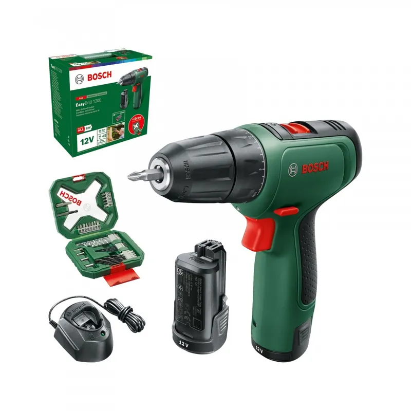 Usine Directe Perceuse visseuse EasyDrill 1200 + 1 batterie 1,5Ah + 34 accessoires – 06039D300A