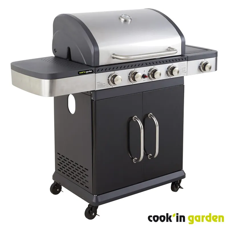 Marque Barbecue gaz américain 4 brûleurs + réchaud latéral – FIDGI 4