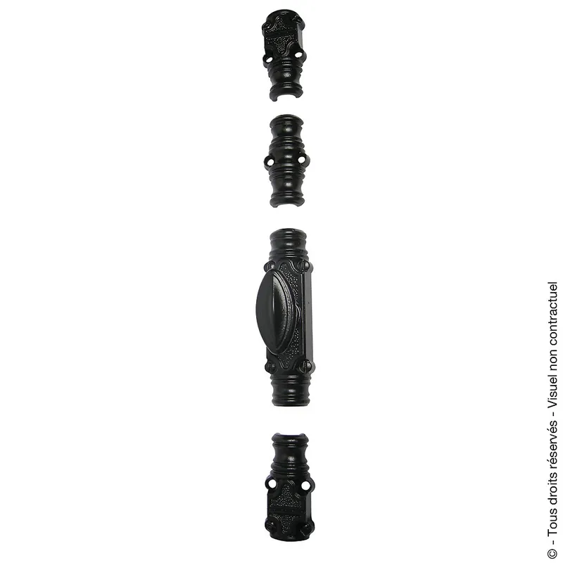Achetez Aujourd’hui Fausse crémone décorative RY59D pour tringle 1/2 ronde 16×8 mm – noire