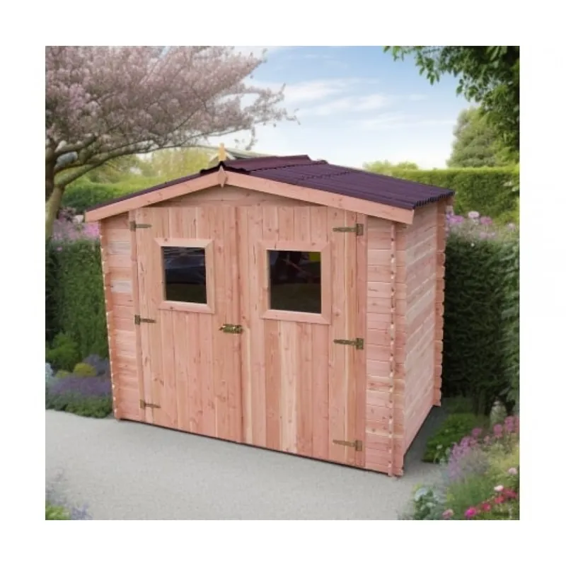 Abri de jardin bois madriers – 28mm – Douglas – 5,70 m² – 2,60 x 2,20 m Offre Limitée