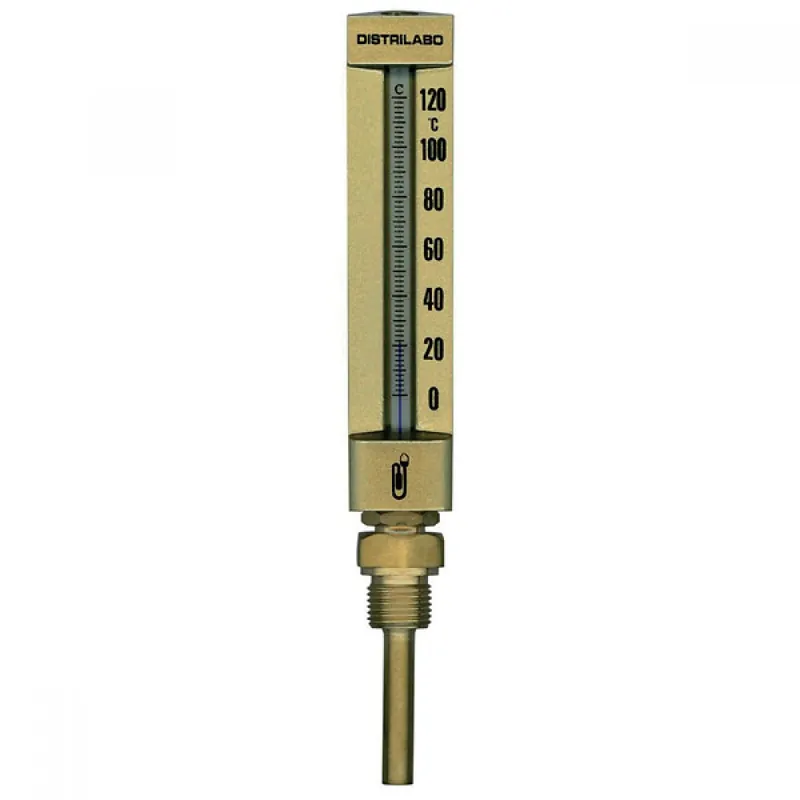 Thermomètre industriel en verre avec boîtier aluminium 150 x 36 mm Nouvelle Collection