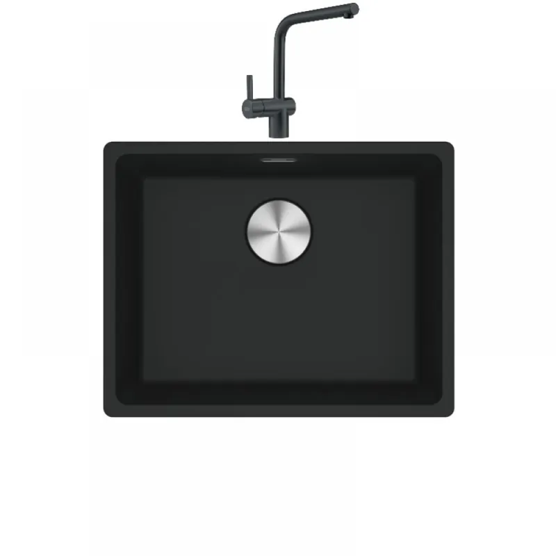 Authentique Pack évier sous plan Maris MRG 110-52 et mitigeur Atlas Neo à bec – noir mat