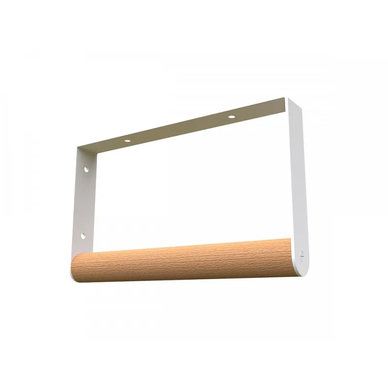 Equerre de tablette en acier avec penderie bois – blanc et hêtre Commande En Gros