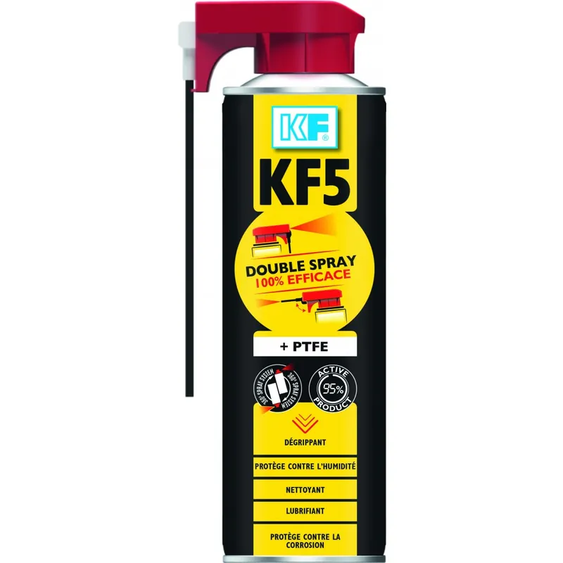 Certifié Dégrippant lubrifiant multifonctions au PTFE – KF 5 double spray