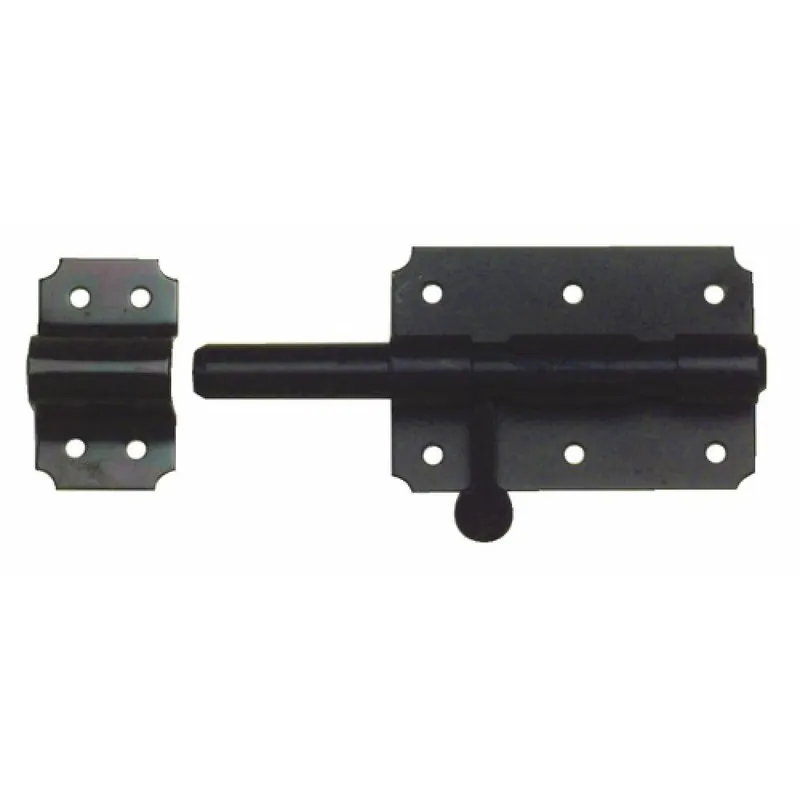 Verrou de box – époxy noir – platine 90×72 mm – Pêne 14 mm Populaire