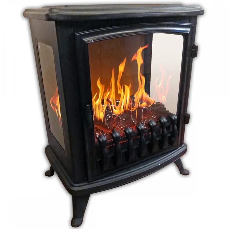Cheminée électrique Fire Glass avec flamme 3D – Noir Vente Directe