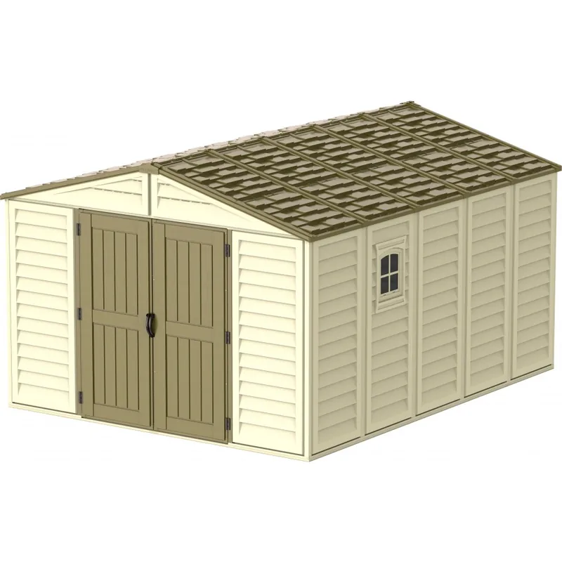 Abri de jardin PVC Woodbridge + kit de fondation et kit 1 fenêtre – 13,12 m² Commande En Gros