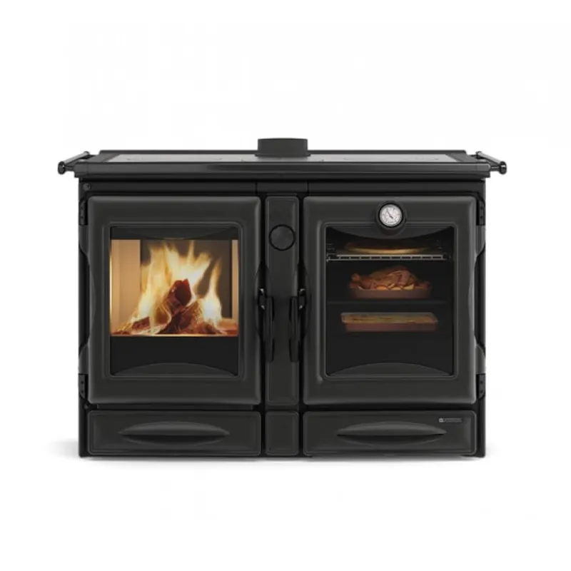 Cuisinière à bois en fonte émaillée 12 kW – noir vitrifié – Alaska.16 Acheter Direct