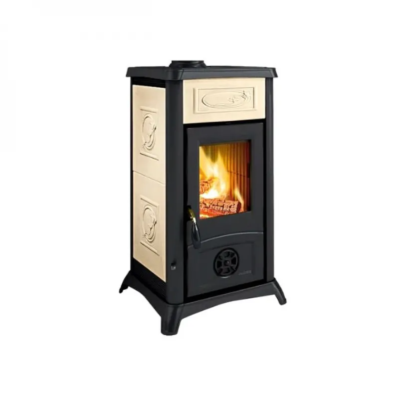 Poêle à bois en fonte émaillée avec revêtement céramique - 6 kW - Gemma Authentique