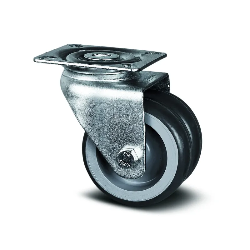 Meilleur Choix Roulette pivotante double galet polypro – fixation platine – Agila Twin