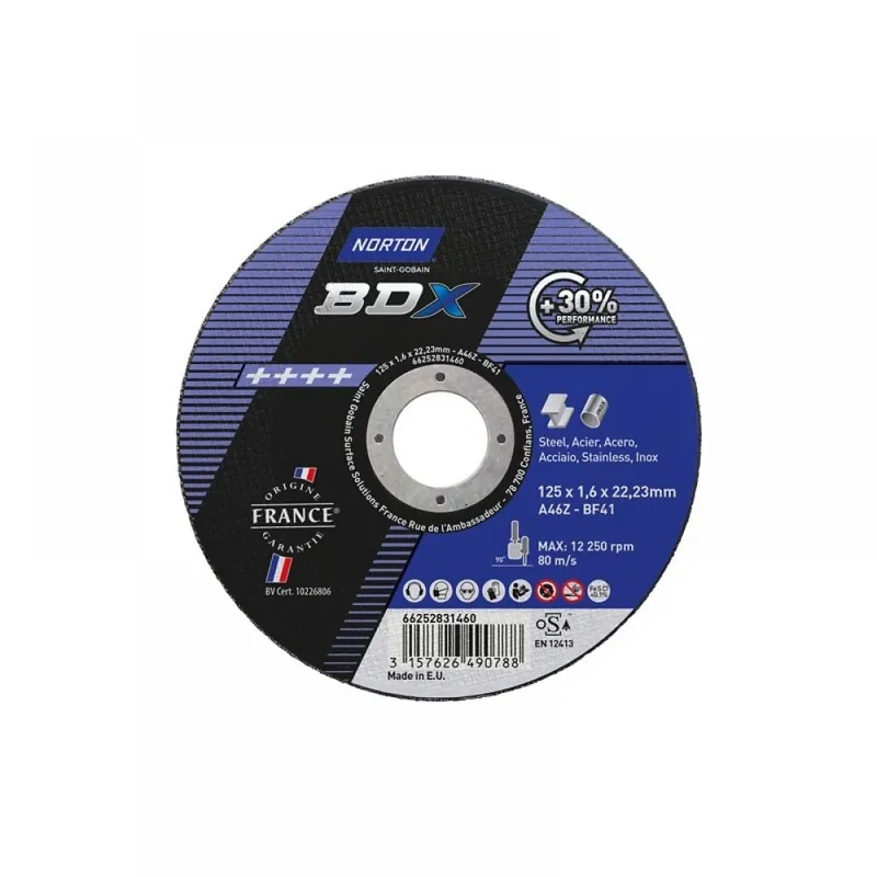 Populaire Disque de tronçonnage moyeu plat BDX – métal inox – Ø 125 mm – par 25