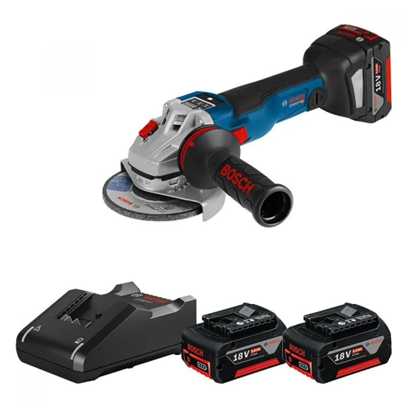 Vente Directe Meuleuse d'angle sans fil 125mm GWS 18V-10SC + 3 batteries et chargeur – 0615990N12