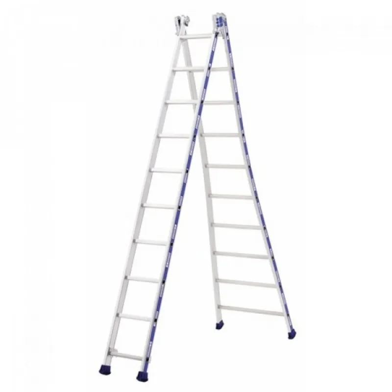 Échelle transformable aluminium 3,82m- 2 plans – 2 x 6 marches – Platinium Top Vente